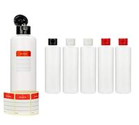 Octopus 6 x 250 ml bottiglie plastica di HDPE con tappo copertina apribile nero bianco rosso