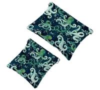 Octopus Art-617 - Trousse per cosmetici, impermeabile, portatile, senza cerniera, 2 pezzi, Multicolore 07, A：7.1x5.8in/18x14.8cm，B:4.7x4.5in/12x11.5cm