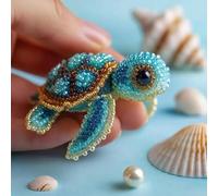 Octopus Bead Embroidery Kit, Beginner-Friendly Sea Creature Beaded Embroidery Kits with Full-Color Instruction Sheet, DIY Animals Three-Dimensional Beadwork Craft Kit for Craft Lover (Turtle)
