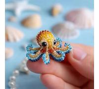 Octopus Bead Embroidery Kit, Beginner-Friendly Sea Creature Beaded Embroidery Kits with Full-Color Instruction Sheet, DIY Animals Three-Dimensional Beadwork Craft Kit for Craft Lover (Octopus B)