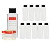 Octopus bottiglie di plastica 10x 100ml, bottiglie di plastica rotonde di HDPE, vuote, diametro della filettatura 25mm, 10 pezzi con tappo