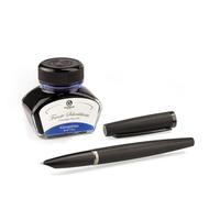 Octopus Diplomat Viper - Penna stilografica nera con pennino in acciaio inox a scomparsa F/M e inchiostro blu reale