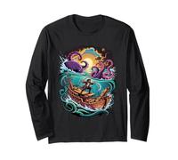 Octopus Kraken Duello pirata su detriti galleggianti Maglia a Manica