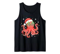 Octopus Occhiali Cappello di Babbo Natale Natale Luce Oceano Animale Canotta