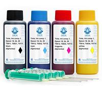 Octopus Pure Ink 4X 100 ml Ricarica Inchiostro, Inchiostro della Stampante Compatibile per Epson 16, 27, T061x, T063x, T071x, per Epson Stylus D 68, D 68 PE, D 78, D 88, D 88 PE, D 88 Plus, et al.