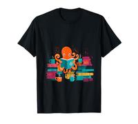 Octopus Reading Book Lover Bookaholic Bookworm Reader Maglietta