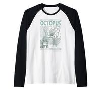 Octopus Sea Monster Retro Kraken Funny Gift Uomo Donna Maglia con Maniche Raglan