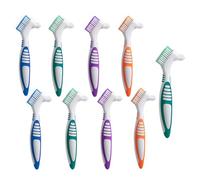 Octuitey 9 spazzole per protesi, spazzolini da denti per protesi, spazzola per la pulizia della protesi, spazzolino a doppia faccia, 9 colori
