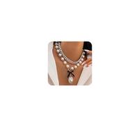 Octwine Collana girocollo a 2 livelli anni '20 da donna in oro argento con perle a strati retrò alla moda collana d'oro delicata collana con fiocco nero grosso punk bar sexy collane girocollo per le