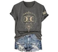 Ocuuer Camicia a Maniche Corte fdt 8647 Camicie a Maniche Corte lunare per Donne (Grigio XXL)