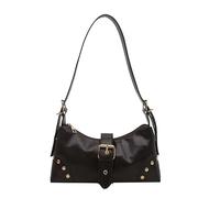 Ocuuer Women Rivet Punk Borse Punk con fibbia PU in pelle for spalla femmina (caffè) (咖啡色)