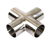 OD 38mm/51mm Pipe OD Butt Welding Cross 4 Ways Splitter SS304 Stainless Steel Fitting(OD 38mm)