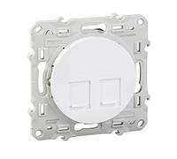 Odace, presa doppia RJ45, grado 3, cat. 6 STP, a vite, colore: Bianco