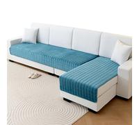 Odaima Copridivano 2 3 4 Posti con Penisola Destra e Sinistra 210/180 cm - Velluto Universale Copridivano Angolare - Antiscivolo - Lavabile - Copertura Divano Protettive per Mobili(Lago Blu,70x70cm)