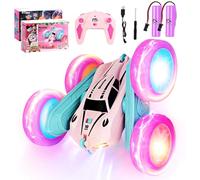 ODAPTO Crawler auto telecomandata per bambine 6-12+ anni, auto giocattolo RC con luce LED, 2,4 GHz, 4 WD, 360°, incl. 2 batterie ricaricabili (rosa)