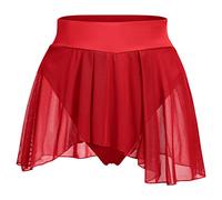ODASDO Costume da pole dance da donna, pantaloncini rave, mutandine con volant, gonna a rete, pantaloni caldi, abbigliamento da discoteca, Rosso, L