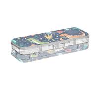 ODAWA Astuccio di grande capacità con dinosauri spaziali e pianeti a doppio strato, organizer per bambini 21,1 cm di lunghezza x 7,6 cm di larghezza x 4,8 cm di altezza