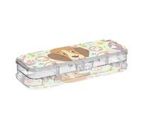 ODAWA Astuccio impermeabile a doppio strato con cani carini con ossa colorate per ragazze 21,1 cm L x 7,6 cm W x 4,8 cm H