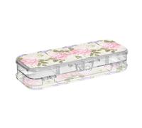 ODAWA Astuccio in plastica rigida trasparente con rose floreali a doppio strato, per adulti, 21,1 cm di lunghezza x 7,6 cm di larghezza x 4,8 cm di altezza