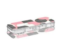 ODAWA Astuccio per matite colorate rosa geometrico, scatole trasparenti con coperchio a scatto 21,1 cm L x 7,6 cm L x 4,8 cm H