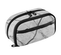 ODAWA Astuccio per matite in marmo bianco nero grigio con grande capacità, materiale scolastico, 21,1 x 7,9 x 12,4 cm