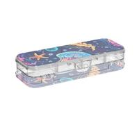 ODAWA Astuccio per ragazze con meduse blu navy con coperchio a scatto per ragazze 21,1 cm L x 7,6 cm W x 4,8 cm H