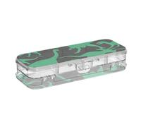 ODAWA Astuccio portapenne e matite con dinosauri verde nero trasparente in plastica rigida per la scuola 21,1 cm L x 7,6 cm L x 4,8 cm H
