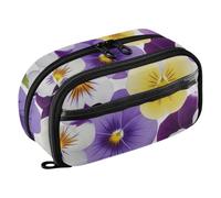 ODAWA Astuccio portapenne viola con fiori viola del pensiero grande capacità astuccio organizer per matite, 21,1 x 7,9 x 12,4 cm