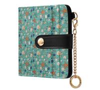 ODAWA Beach Turquoise Coastal Womens Wallet Rfid Blocking, PU Leather Bifold Card Case, Zipper Coin Pocket Magnetic Tab, Beach Turchese Costiero, one size, Portafoglio RFID