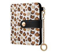 ODAWA Beach Turquoise Coastal Womens Wallet Rfid Blocking, PU Leather Bifold Card Case, Zipper Coin Pocket Magnetic Tab, Macchie Mucca Marrone Bianco, Taglia unica, Portafoglio RFID