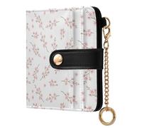 ODAWA Beach Turquoise Coastal Womens Wallet Rfid Blocking, PU Leather Bifold Card Case, Zipper Coin Pocket Magnetic Tab, Fiori Di Ciliegio Rosa Fiori, Taglia unica, Portafoglio RFID