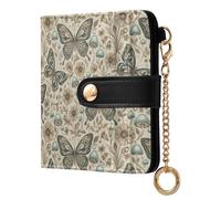 ODAWA Beach Turquoise Coastal Womens Wallet Rfid Blocking, PU Leather Bifold Card Case, Zipper Coin Pocket Magnetic Tab, Farfalle Funghi Fiori, Taglia unica, Portafoglio RFID