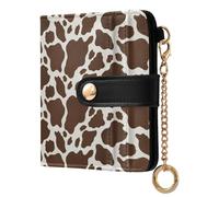 ODAWA Beach Turquoise Coastal Womens Wallet Rfid Blocking, PU Leather Bifold Card Case, Zipper Coin Pocket Magnetic Tab, Stampa di mucca marrone., Taglia unica, Portafoglio RFID