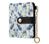 ODAWA Beach Turquoise Coastal Womens Wallet Rfid Blocking, PU Leather Bifold Card Case, Zipper Coin Pocket Magnetic Tab, Pavoni Blu Bianco, Taglia unica, Portafoglio RFID