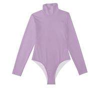 ODAWA Body da donna Ocre pallido da donna a collo alto a maniche lunghe body dolcevita manica lunga Boysuits, Lilla, X-Large