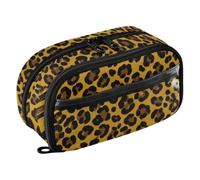 ODAWA Borsa classica della cancelleria portatile gialla del punto del leopardo con la borsa della penna della finestra trasparente