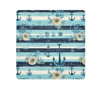 ODAWA Borsa cosmetica a righe nautiche con margherite blu con panni autoadesivi 55 x 55 cm borsa cosmetica portatile per viaggi