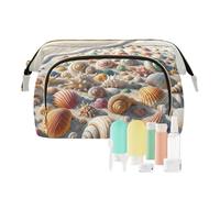 ODAWA Borsa cosmetica da viaggio con impronte di tramonto sulla spiaggia, organizer per articoli da toeletta, trousse per cosmetici, Conchiglie da spiaggia 4, Taglia unica