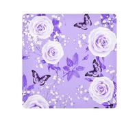 ODAWA Borsa cosmetica in tessuto magico, 55 cm, con rose bianche e viola chiaro, capacità intercambiabile, con involucri autoadesivi per elettronica