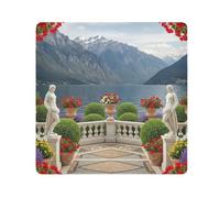 ODAWA Borsa cosmetica portatile autoadesiva in tessuto con fiori e montagne del lago antigraffio per obiettivo della fotocamera da viaggio 45 x 45 cm