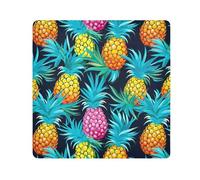 ODAWA Borsa cosmetica portatile con ananas floreale tropicale autoadesivo, 55 x 55 cm, borsa per trucco piatta aperta per viaggi