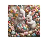 ODAWA Borsa cosmetica portatile in morbido tessuto riutilizzabile con montagne russe blu autoadesivo 35,1 x 35,1 cm per viaggi, uova di coniglio pasquale, 17.7x17.7in, Uova di Conigli di Pasqua