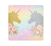 ODAWA Borsa cosmetica portatile in panno autoadesivo con note musicali bianche per obiettivo della macchina fotografica, Unicorn Roses Pastel Rainbow, 21.7x21.7in, Unicorn Roses Pastel Rainbow