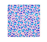 ODAWA Borsa cosmetica portatile in tessuto autoadesivo con macchie leopardate blu rosa anti-graffio per fotocamera da viaggio 35,1 x 35,1 cm