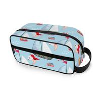ODAWA Borsa da toilette unisex da appendere, con barche a vela, gabbiani, blu chiaro, organizer da viaggio, impermeabile, borsa da barba per articoli da toeletta, Barche a vela Gabbiani Azzurro
