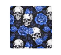 ODAWA Borsa per cosmetici in tessuto autoadesivo, 35,1 x 35,1 cm, vintage, floreale, bianca, pieghevole, portatile, per viaggi, Teschio Scuro Blu, 21.7x21.7in, Teschio Scuro Blu
