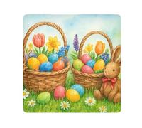 ODAWA Borsa per il trucco autoadesiva, motivo pasquale, con uova colorate, fiori aperti, per trucchi, piatti, autoadesivi, per elettronica, 55 x 55 cm