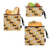 ODAWA Borsa per snack riutilizzabile gialla per cani, confezione da 3 sacchetti riutilizzabili per alimenti per il pranzo con cerniera