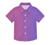 ODAWA Camicia a maniche corte con bottoni a maniche corte per ragazzi rossa e blu sfumata camicia con bottoni per feste di compleanno, Rosso Blu Gradiente, 7-8 Anni
