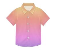 ODAWA Camicia a maniche corte con bottoni a maniche corte per ragazzi rossa e blu sfumata camicia con bottoni per feste di compleanno, Giallo Rosa Gradiente, 5-6 Anni